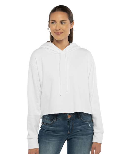 Next Level Women's Laguna Sueded Raw Edge Crop Hoodie Sweatshirt 9384