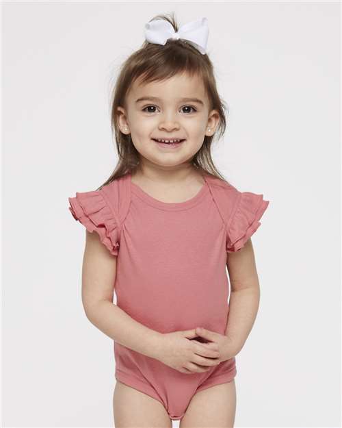 Rabbit Skins Infant Flutter Sleeve Baby Rib Bodysuit 4439