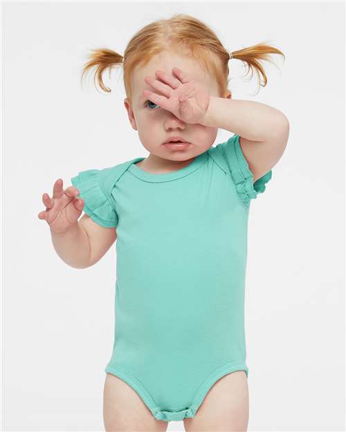 Rabbit Skins Infant Flutter Sleeve Baby Rib Bodysuit 4439