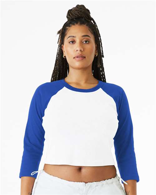 BELLA + CANVAS Women's Micro Rib Three-Quarter Raglan Sleeve Baby Tee 1200