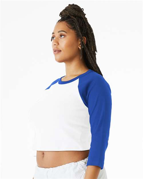 BELLA + CANVAS Women's Micro Rib Three-Quarter Raglan Sleeve Baby Tee 1200