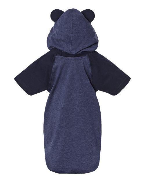 Rabbit Skins Infant Fine Jersey Raglan Bodysuit with Hood & Ears 4417