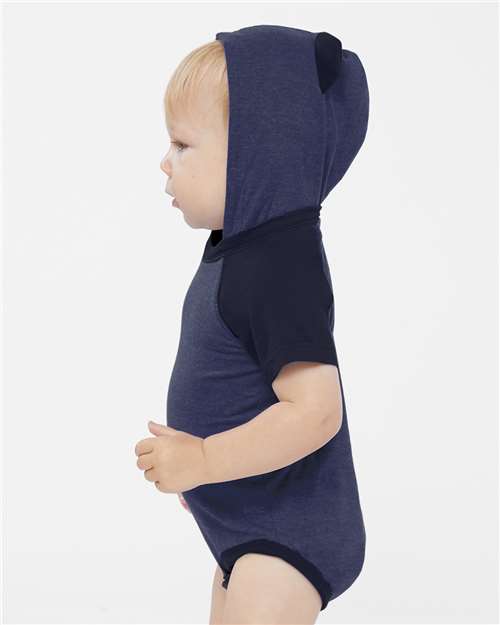 Rabbit Skins Infant Fine Jersey Raglan Bodysuit with Hood & Ears 4417