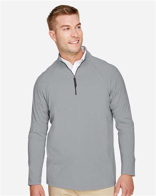 Devon & Jones Men's CrownLux Performance® Clubhouse Micro-Stripe Quarter-Zip Pullover DG480
