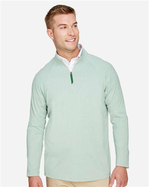 Devon & Jones Men's CrownLux Performance® Clubhouse Micro-Stripe Quarter-Zip Pullover DG480