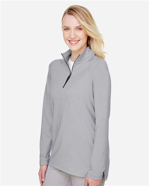 Devon & Jones Women's CrownLux Performance® Clubhouse Micro-Stripe Quarter-Zip Pullover DG480W