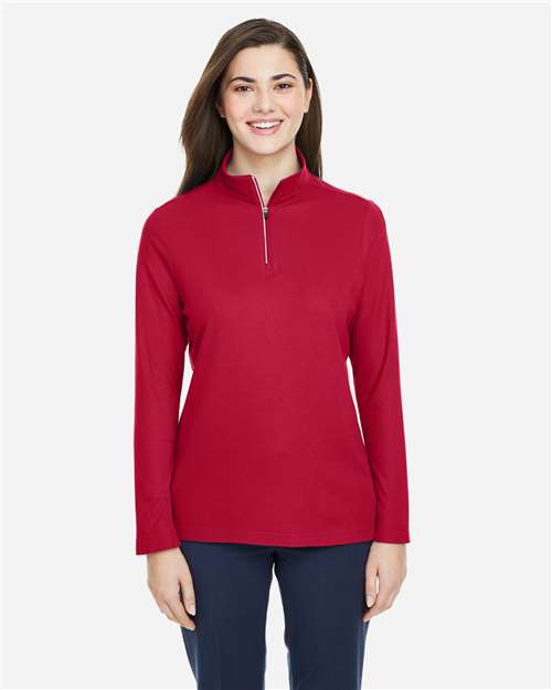 CORE365 Women's Fusion ChromaSoft™ Pique Quarter-Zip Pullover CE405W