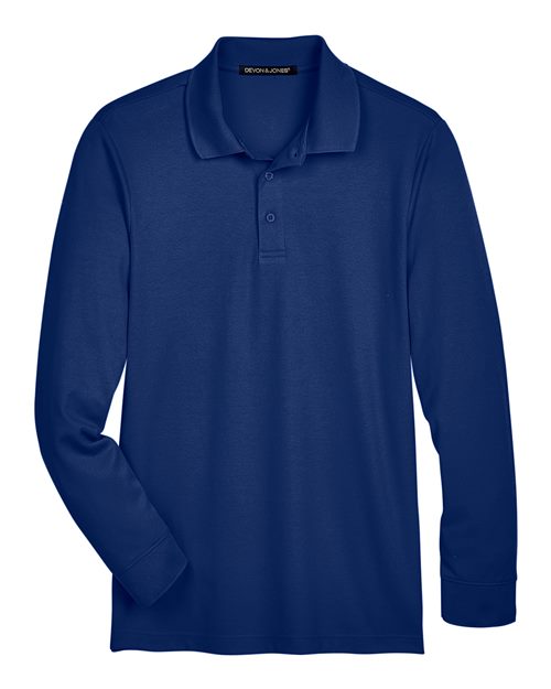 Devon & Jones Men's CrownLux Performance® Plaited Long Sleeve Polo DG20L