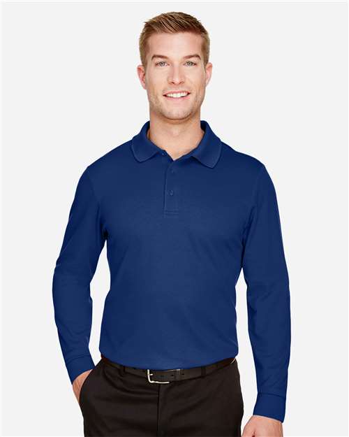 Devon & Jones Men's CrownLux Performance® Plaited Long Sleeve Polo DG20L