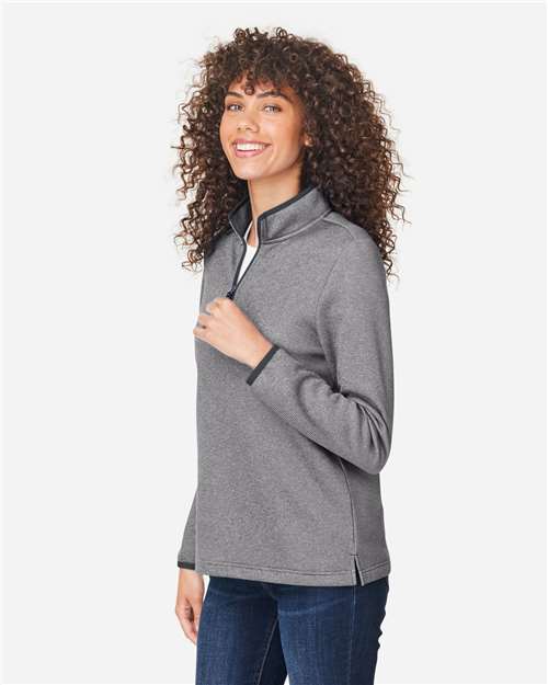 CORE365 Women's Venture Heathered Stripe Quarter-Zip Pullover CE73W