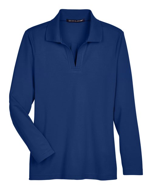 Devon & Jones Women's CrownLux Performance® Plaited Long Sleeve Polo DG20LW