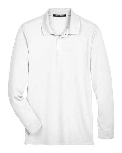 Devon & Jones Men's Tall CrownLux Performance® Plaited Long Sleeve Polo DG20LT