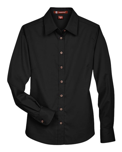 Harriton Women's Easy Blend™ Long Sleeve Twill Dress Shirt with Stain-Release M500W