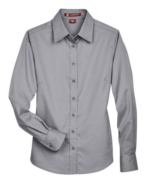 Harriton Women's Easy Blend™ Long Sleeve Twill Dress Shirt with Stain-Release M500W