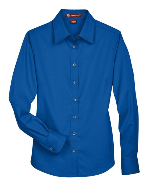 Harriton Women's Easy Blend™ Long Sleeve Twill Dress Shirt with Stain-Release M500W