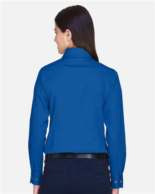 Harriton Women's Easy Blend™ Long Sleeve Twill Dress Shirt with Stain-Release M500W