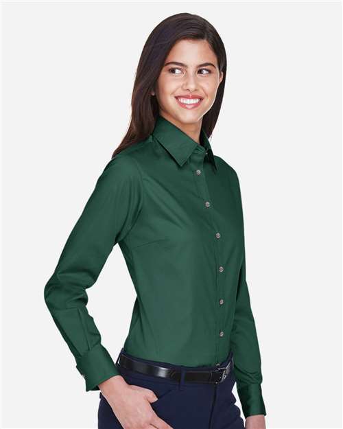 Harriton Women's Easy Blend™ Long Sleeve Twill Dress Shirt with Stain-Release M500W