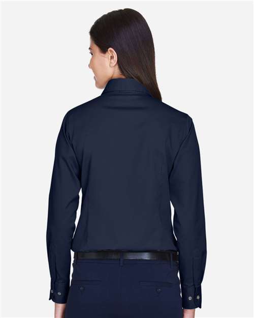 Harriton Women's Easy Blend™ Long Sleeve Twill Dress Shirt with Stain-Release M500W