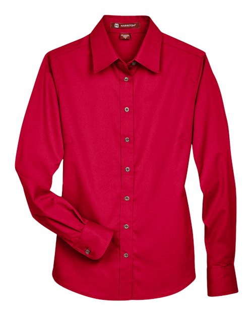 Harriton Women's Easy Blend™ Long Sleeve Twill Dress Shirt with Stain-Release M500W