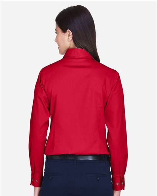 Harriton Women's Easy Blend™ Long Sleeve Twill Dress Shirt with Stain-Release M500W
