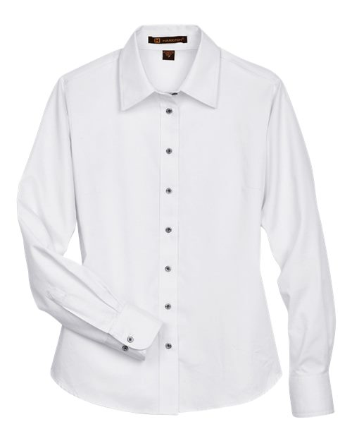 Harriton Women's Easy Blend™ Long Sleeve Twill Dress Shirt with Stain-Release M500W