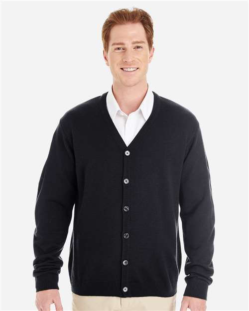 Harriton Men's Pilbloc™ V-Neck Button Cardigan Sweater M425