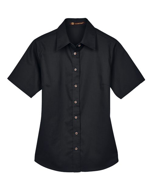 Harriton Women's Easy Blend™ Short Sleeve Twill Dress Shirt with Stain-Release M500SW
