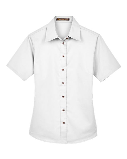 Harriton Women's Easy Blend™ Short Sleeve Twill Dress Shirt with Stain-Release M500SW