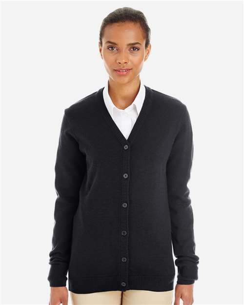 Harriton Women's Pilbloc V-Neck Button Cardigan Sweater M425W