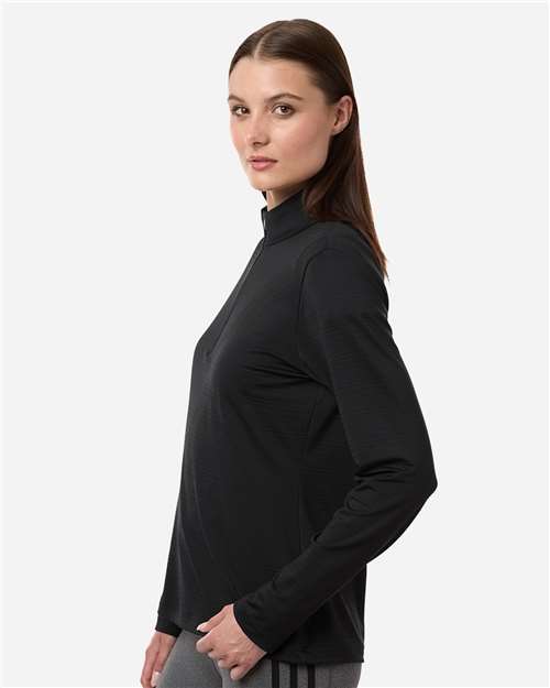 Adidas Women's Textured Stripe Quarter-Zip Pullover A709