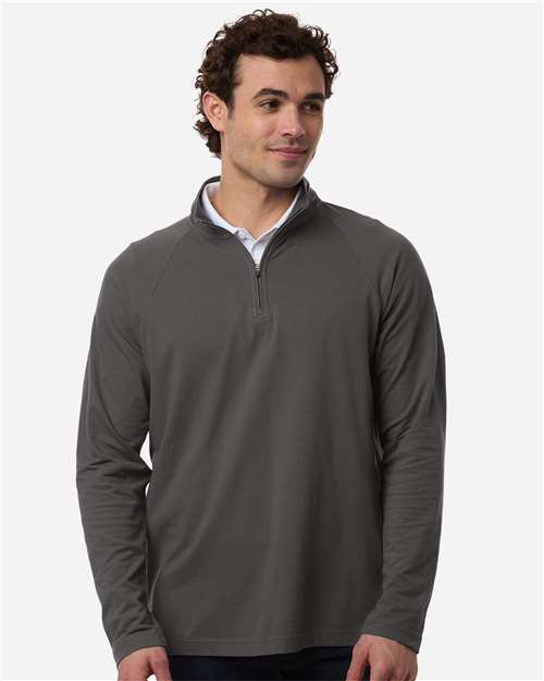 Devon & Jones Men's Seaton Pebble Textured Quarter-Zip Pullover DG402