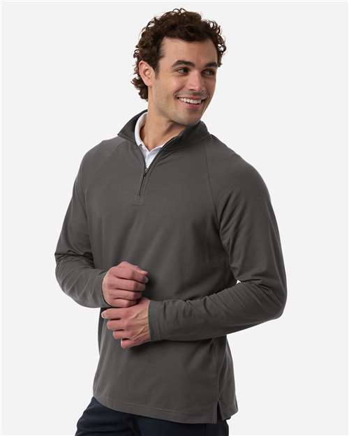 Devon & Jones Men's Seaton Pebble Textured Quarter-Zip Pullover DG402