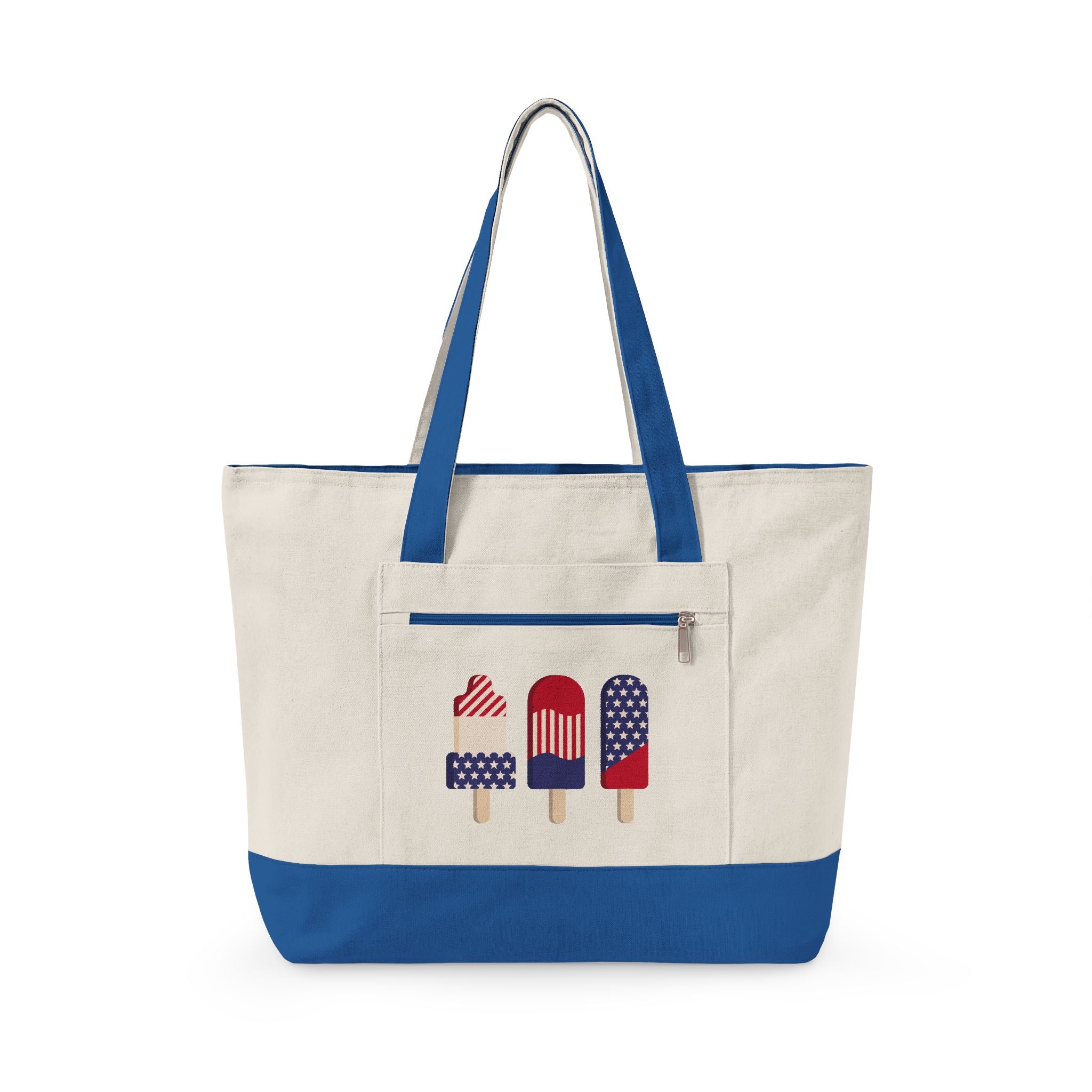 Canvas Tote Bag – Patriotic Popsicle 4th of July Zippered Tote