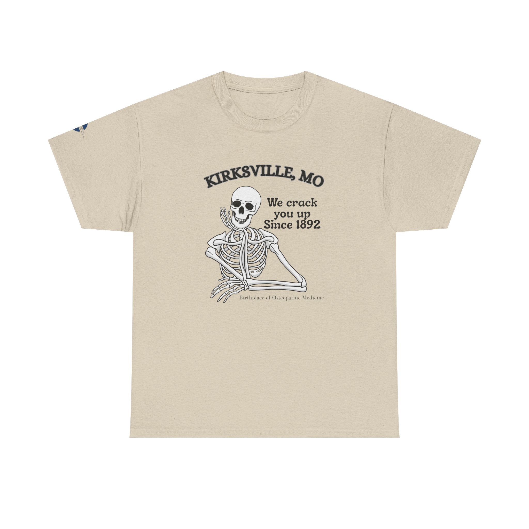 Kirksville MO Skeleton Tee — “We Crack You Up Since 1892” Vintage Humor T‑Shirt