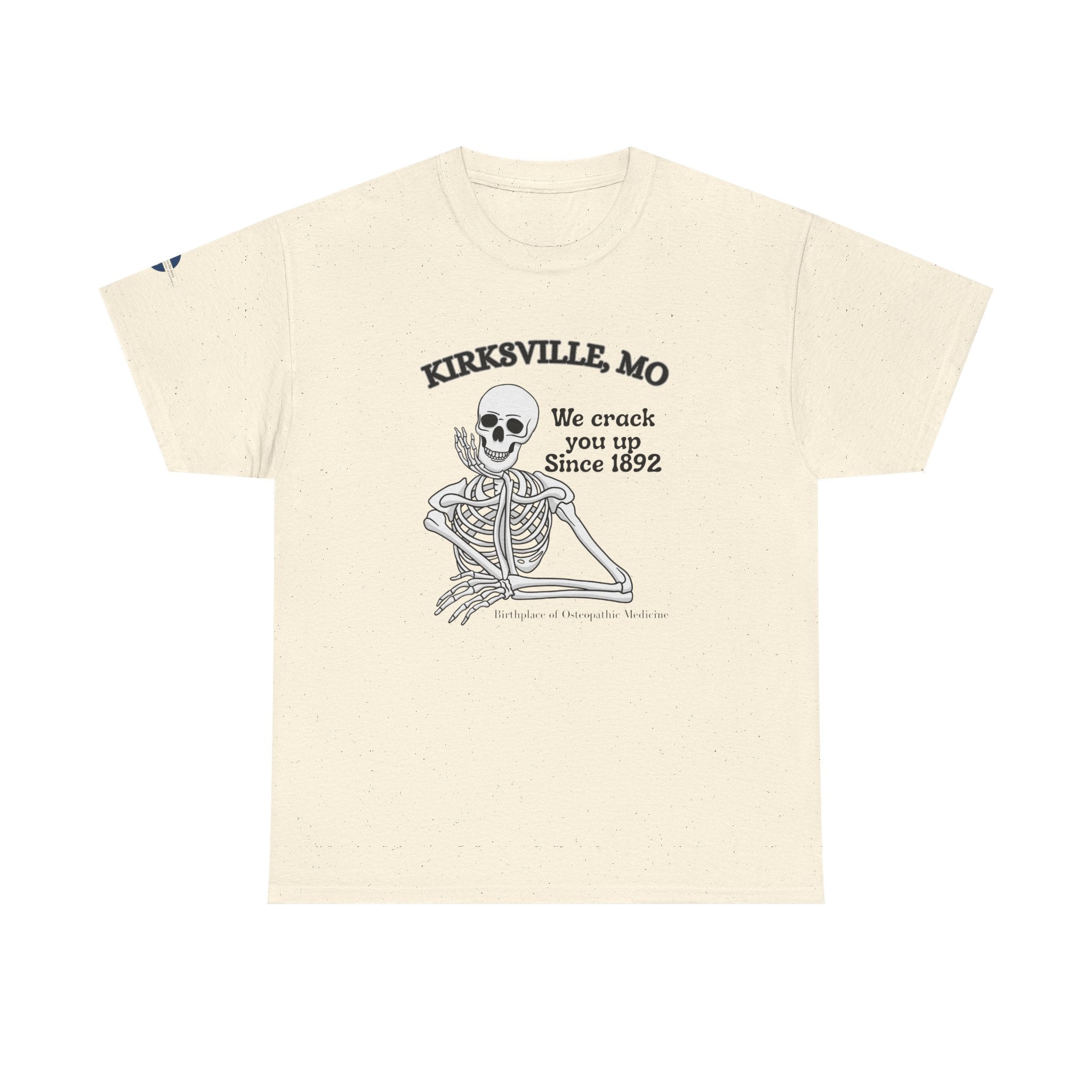 Kirksville MO Skeleton Tee — “We Crack You Up Since 1892” Vintage Humor T‑Shirt
