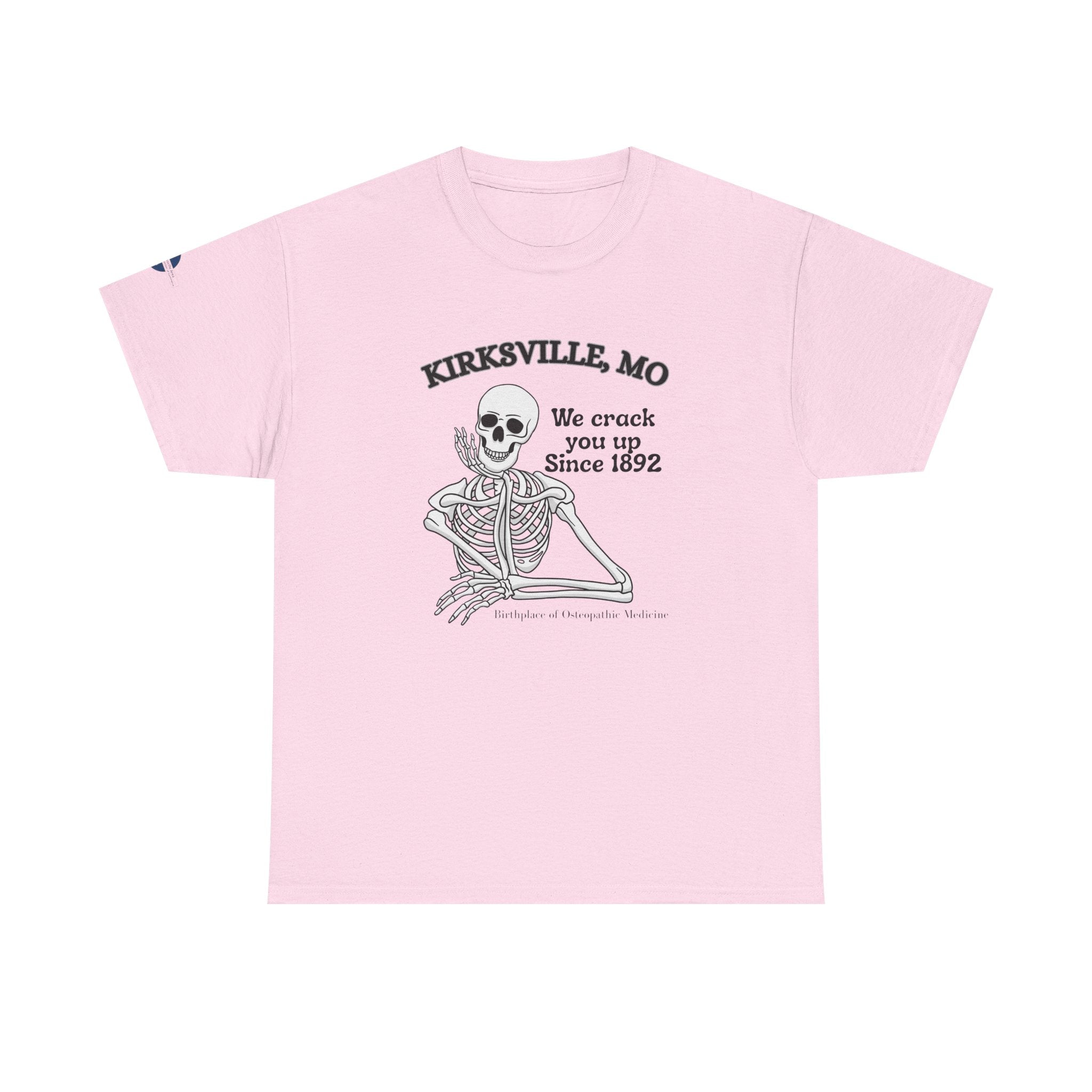 Kirksville MO Skeleton Tee — “We Crack You Up Since 1892” Vintage Humor T‑Shirt