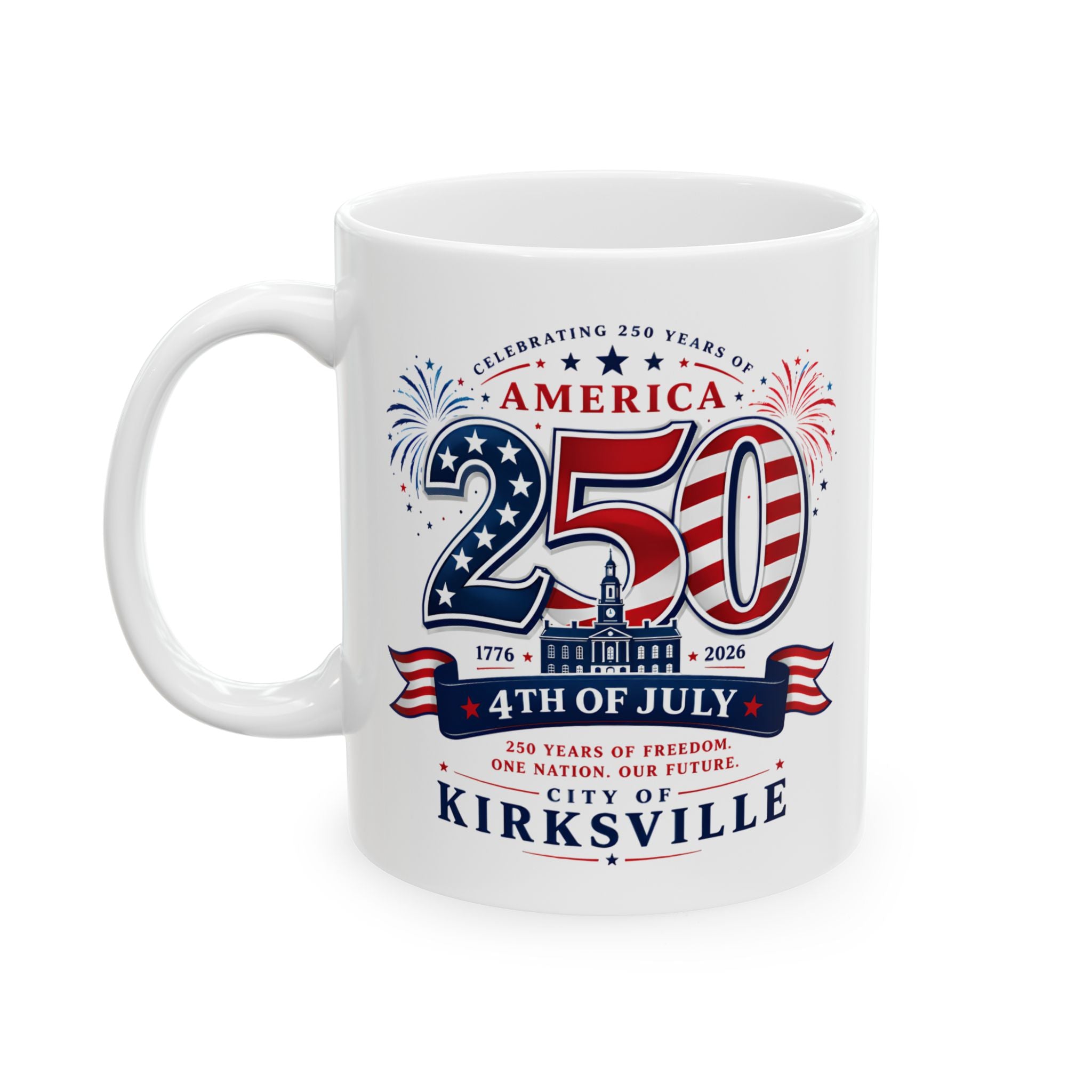 4th of July Ceramic Mug - Patriotic USA Fireworks Coffee Cup