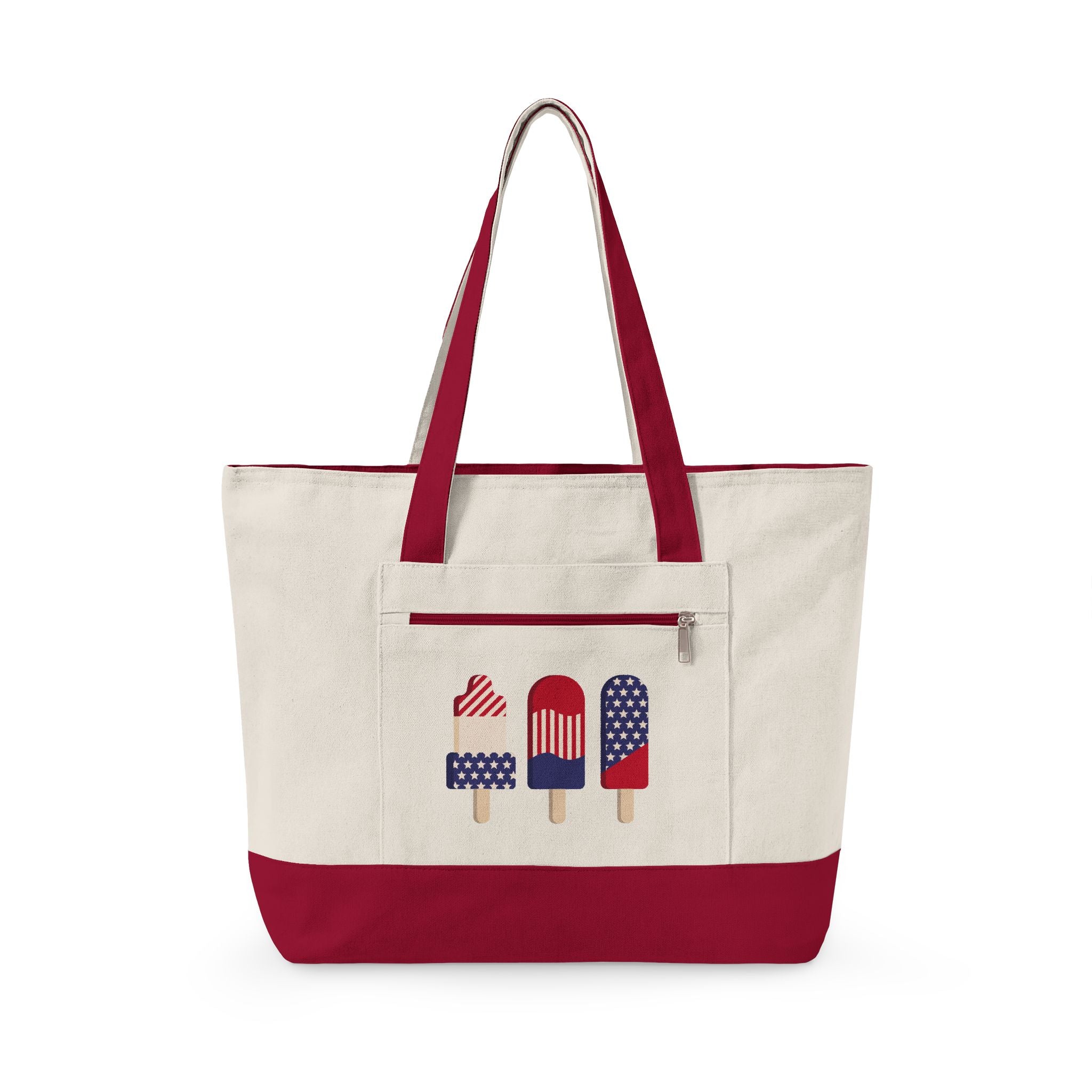 Canvas Tote Bag – Patriotic Popsicle 4th of July Zippered Tote