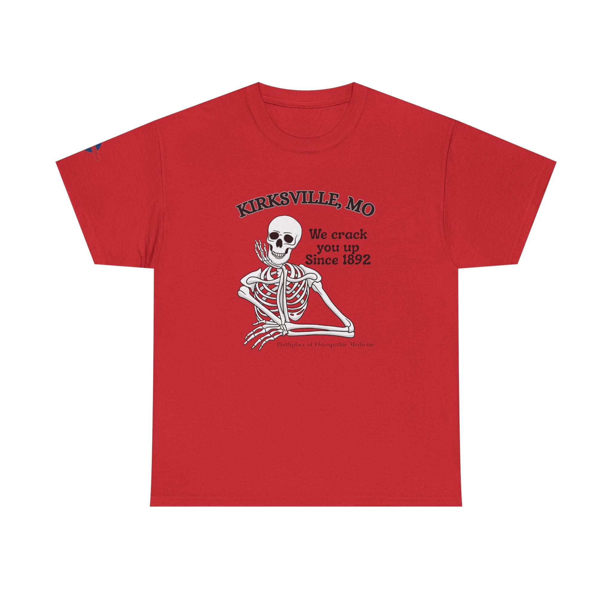 Kirksville MO Skeleton Tee — “We Crack You Up Since 1892” Vintage Humor T‑Shirt