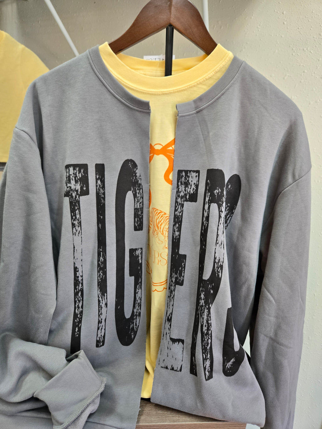 Distressed Tigers Split Crew | Game Day Sweatshirt