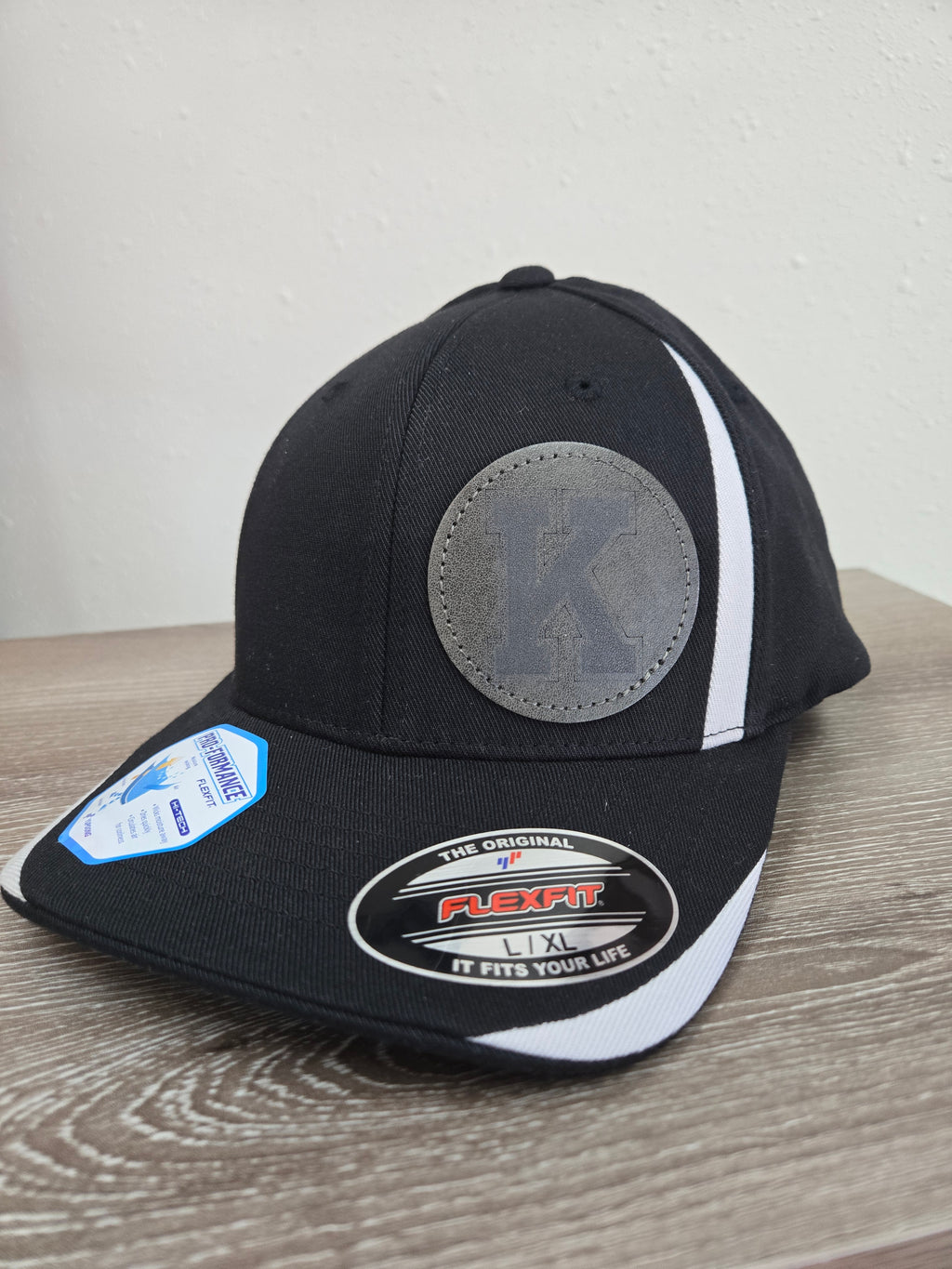 Kirksville K Flexfit Hat — Leather Patch Cap