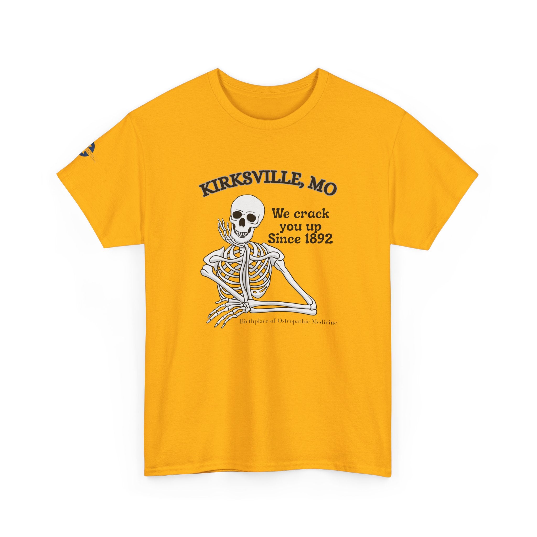Kirksville MO Skeleton Tee — “We Crack You Up Since 1892” Vintage Humor T‑Shirt