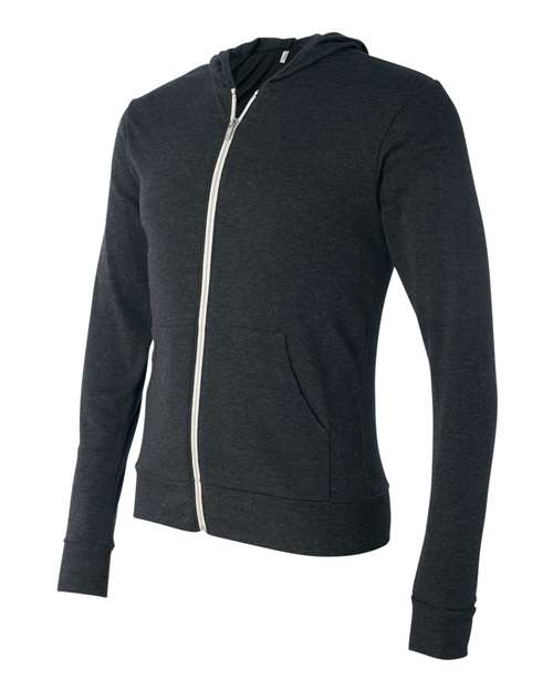 BELLA + CANVAS Unisex Triblend Lightweight Full-Zip Hooded Long Sleeve Tee 3939
