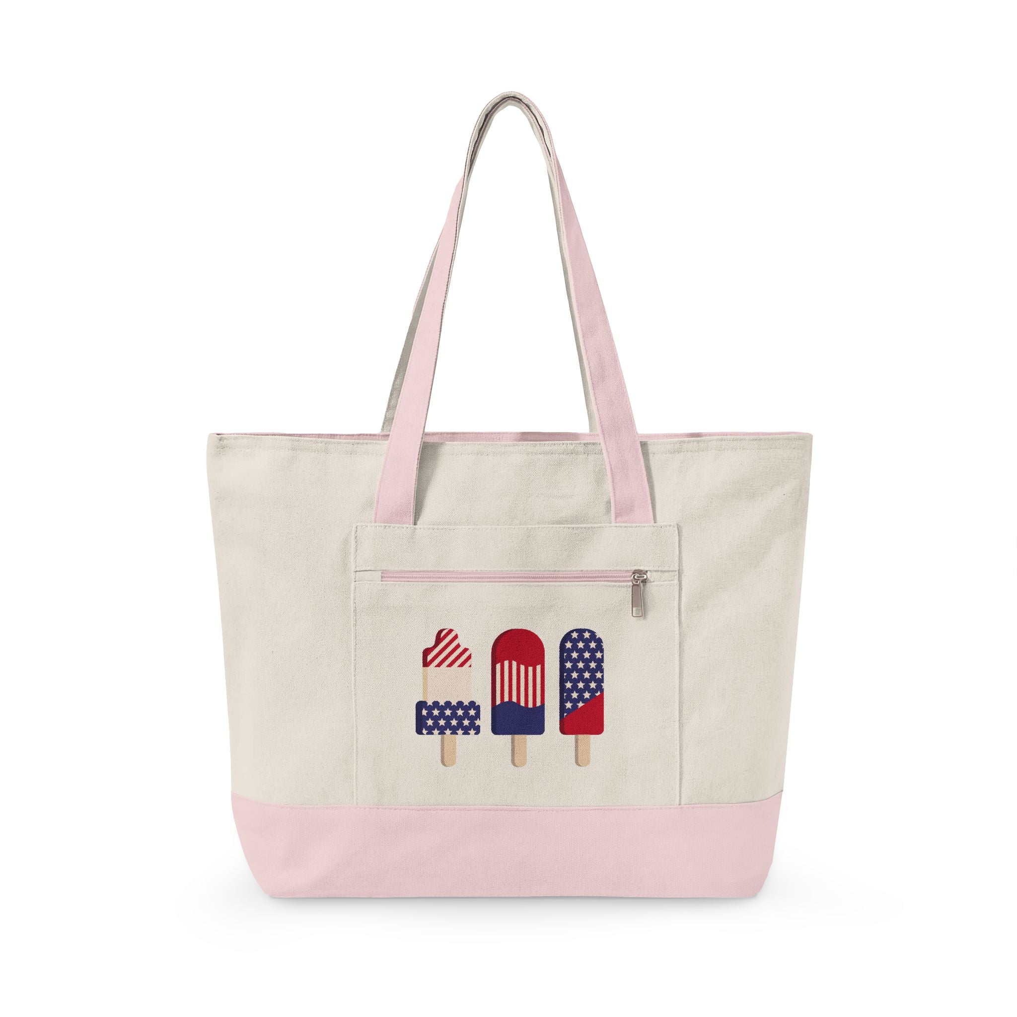 Canvas Tote Bag – Patriotic Popsicle 4th of July Zippered Tote
