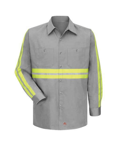 Red Kap Men's Tall Enhanced Visibility Long Sleeve Cotton Work Shirt SC30ET