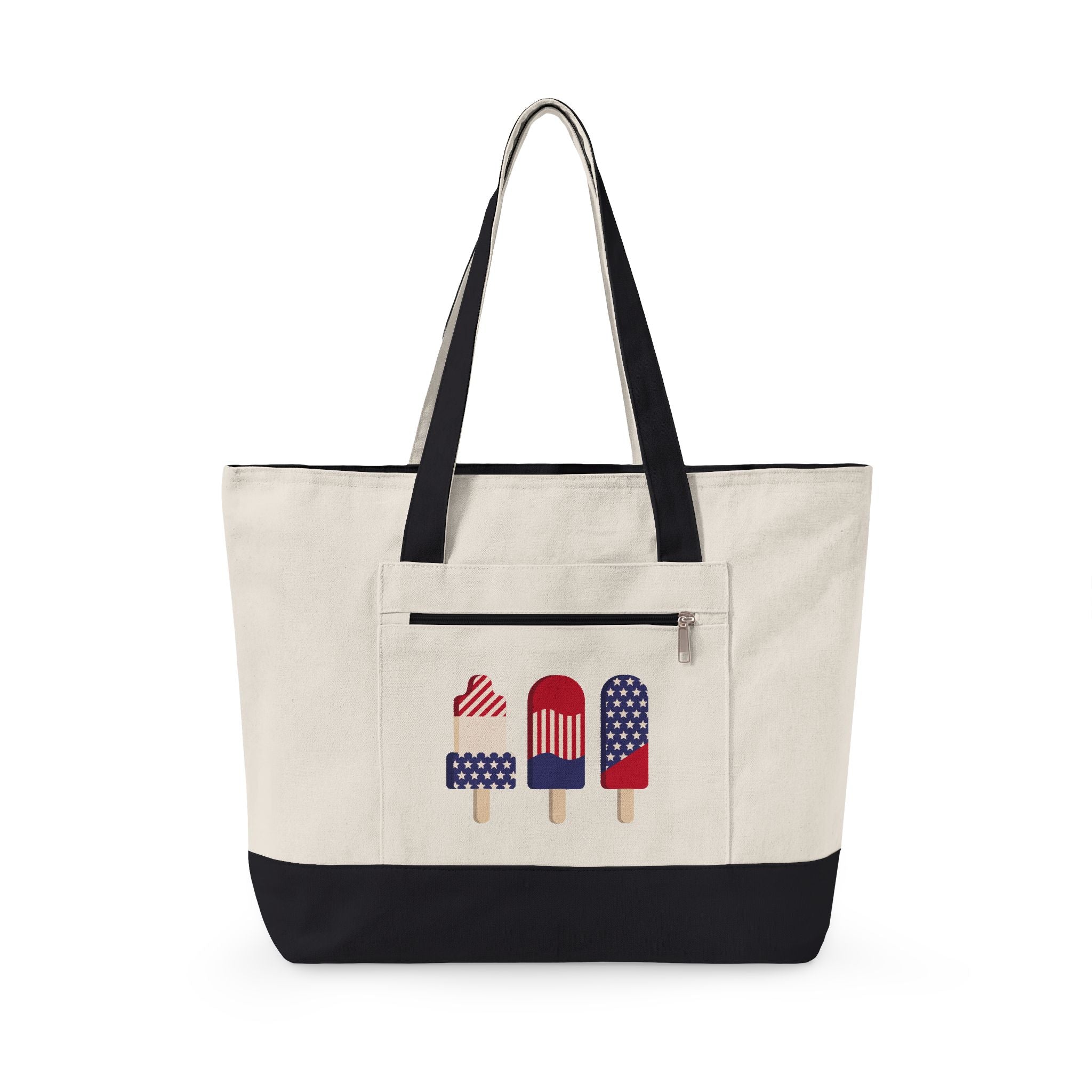 Canvas Tote Bag – Patriotic Popsicle 4th of July Zippered Tote