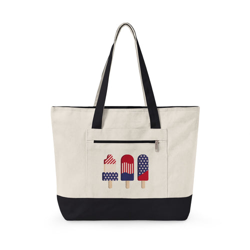Canvas Tote Bag – Patriotic Popsicle 4th of July Zippered Tote