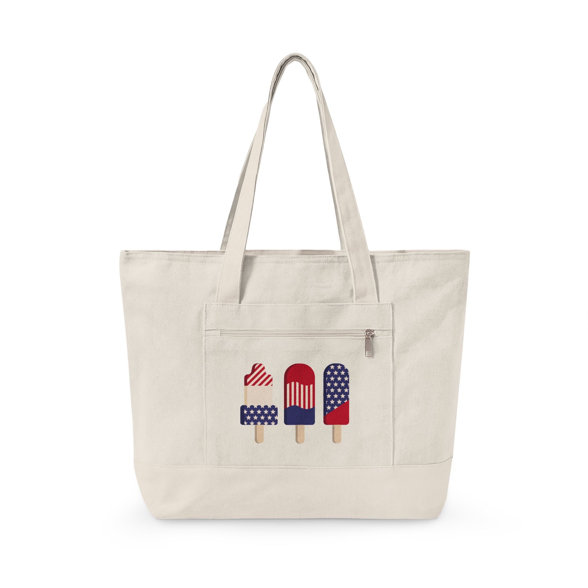 Canvas Tote Bag – Patriotic Popsicle 4th of July Zippered Tote