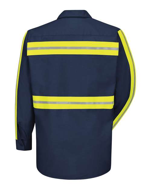 Red Kap Men's Industrial Enhanced-Visibility Long Sleeve Work Shirt SP14E