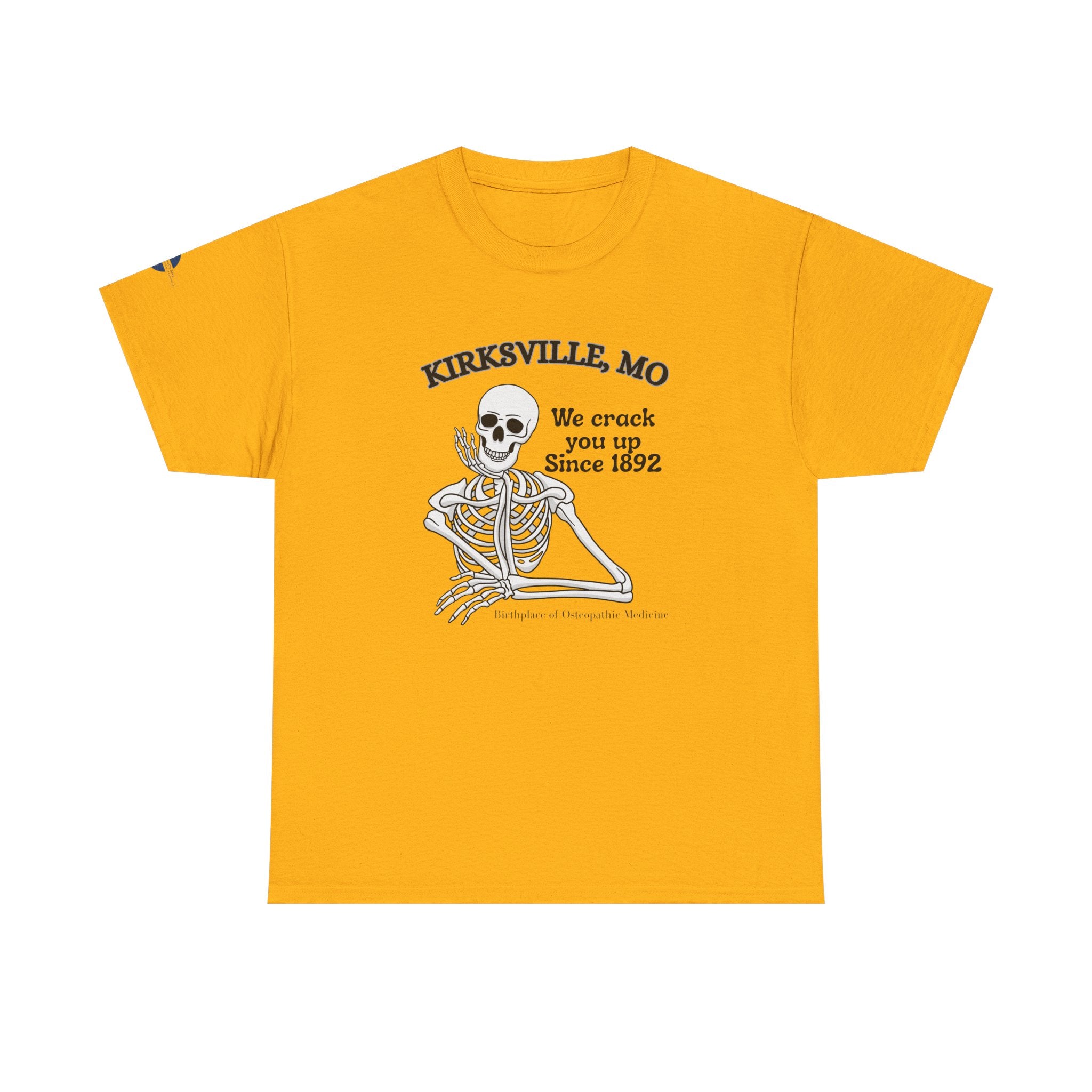 Kirksville MO Skeleton Tee — “We Crack You Up Since 1892” Vintage Humor T‑Shirt
